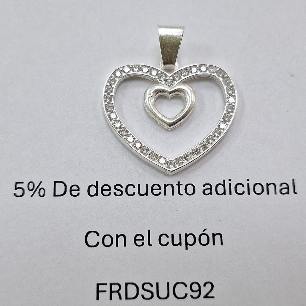 DIJE CORAZON C/CIRCONIAS PLATA .925 2.7 GR (NUEVO)