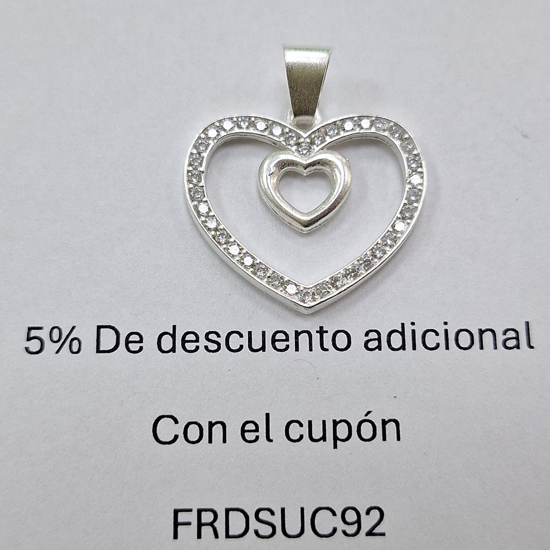 DIJE CORAZON C/CIRCONIAS PLATA .925 2.7 GR (NUEVO)