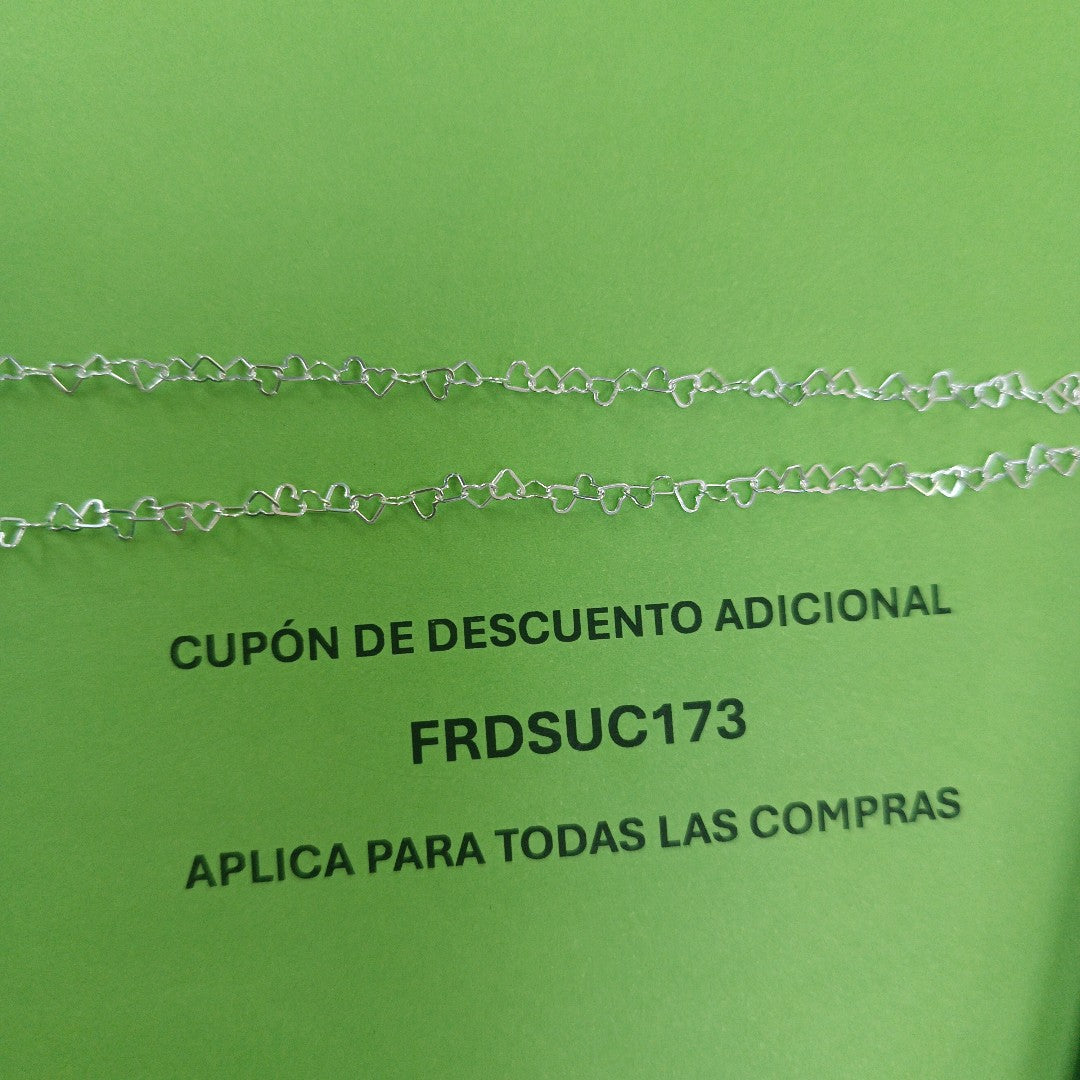 CADENA CORAZONES PLATA .925 55 CM 2.82 GR (NUEVO)