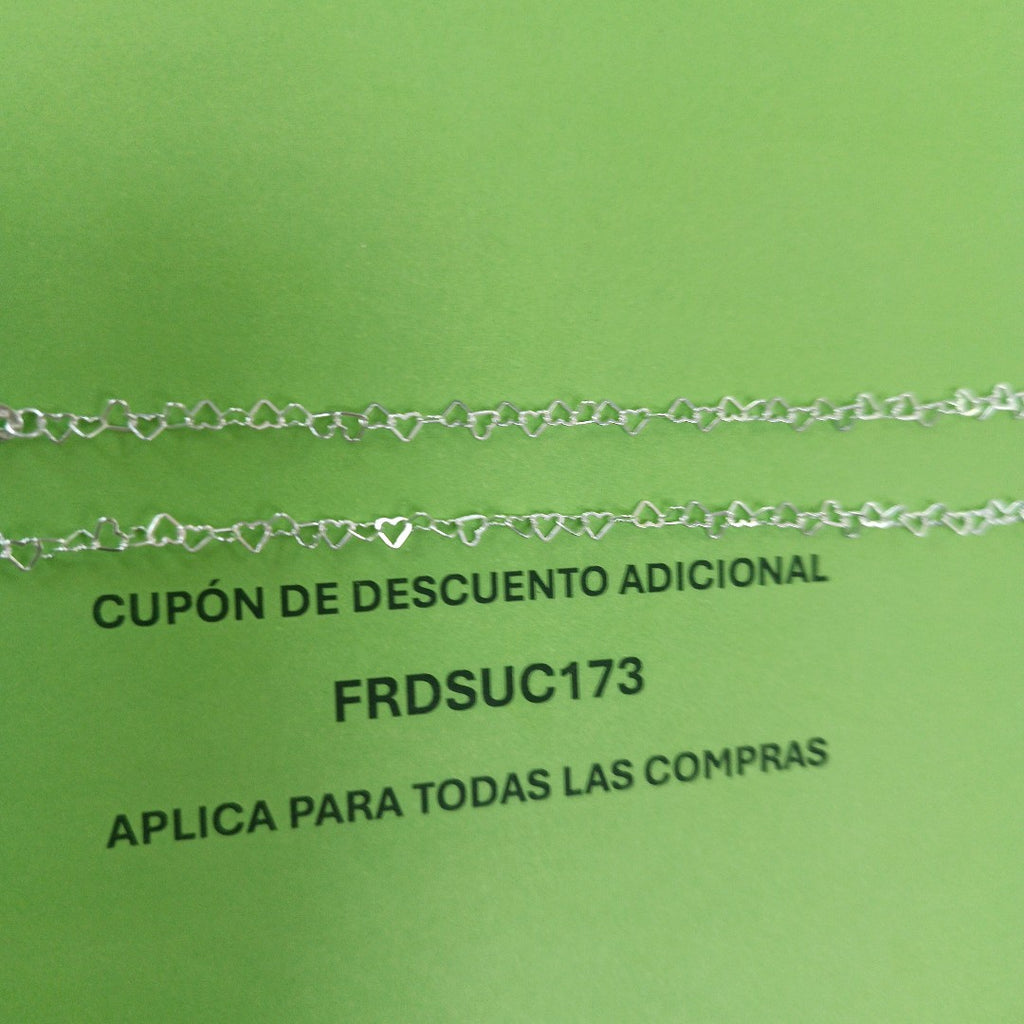 CADENA CORAZONES PLATA .925 55 CM 2.82 GR (NUEVO)