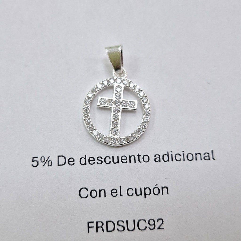 DIJE CRUZ C/CIRCONIAS PLATA .925 2.3 GR (NUEVO)