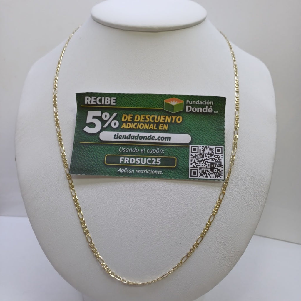 CADENAS TEJIDO FIGARO GUCHI ORO 10K 55 CM 5 GR (NUEVO)