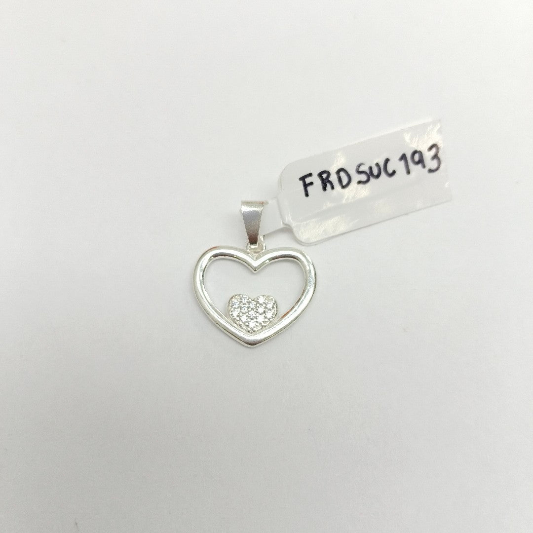 DIJE CORAZON C/CIRCONIAS PLATA .925 2.6 GR (NUEVO)