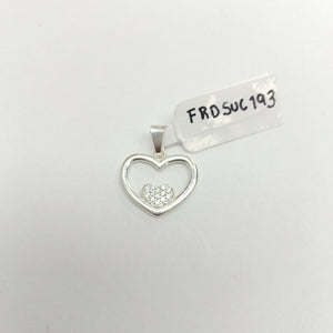 DIJE CORAZON C/CIRCONIAS PLATA .925 2.6 GR (NUEVO)
