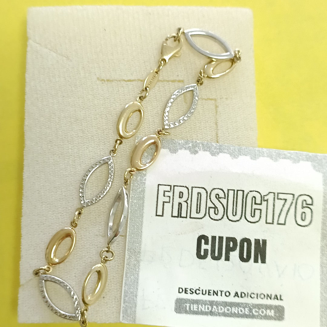 PULSERA ORO COMBINADO 14 K 3.4 GRMS (SEMINUEVO)