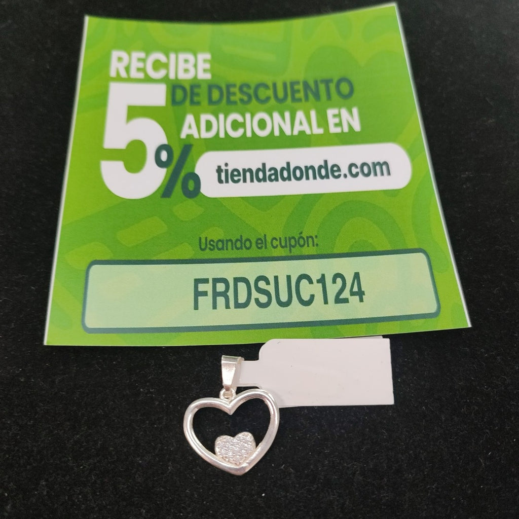 DIJE CORAZON C/CIRCONIAS PLATA .925 2.6 GR (NUEVO)