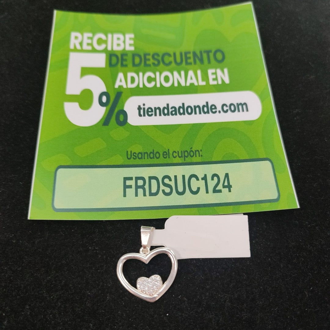 DIJE CORAZON C/CIRCONIAS PLATA .925 2.6 GR (NUEVO)