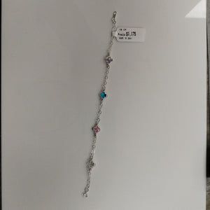 PULSERA ESPECIAL CON PIEDRAS DE COLOR PLATA .925 18 CM 3.22 GR (NUEVO)