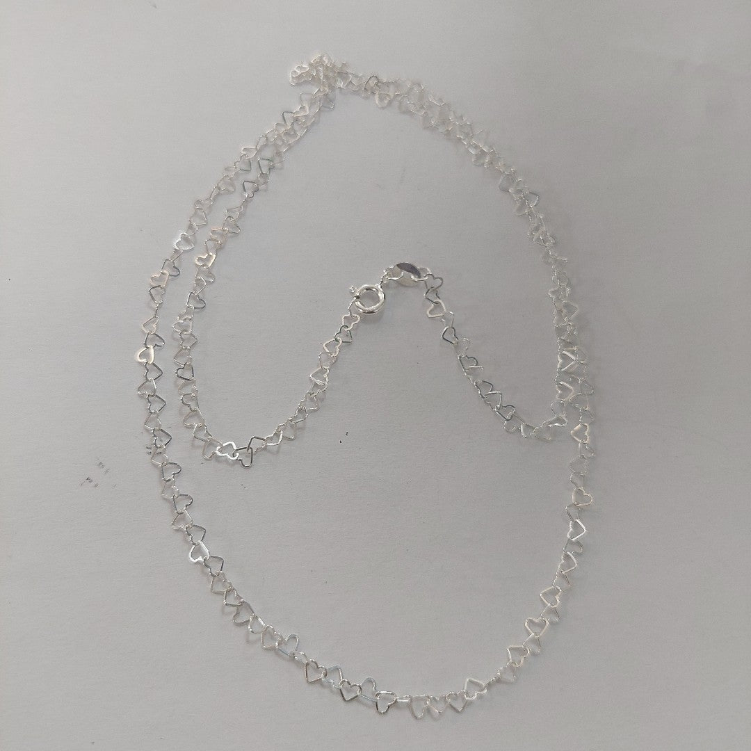 CADENA CORAZONES PLATA .925 60 CM 3.02 GR (NUEVO)