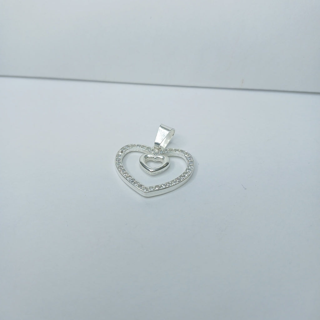 DIJE CORAZON C/CIRCONIAS PLATA .925 2.7 GR (NUEVO)