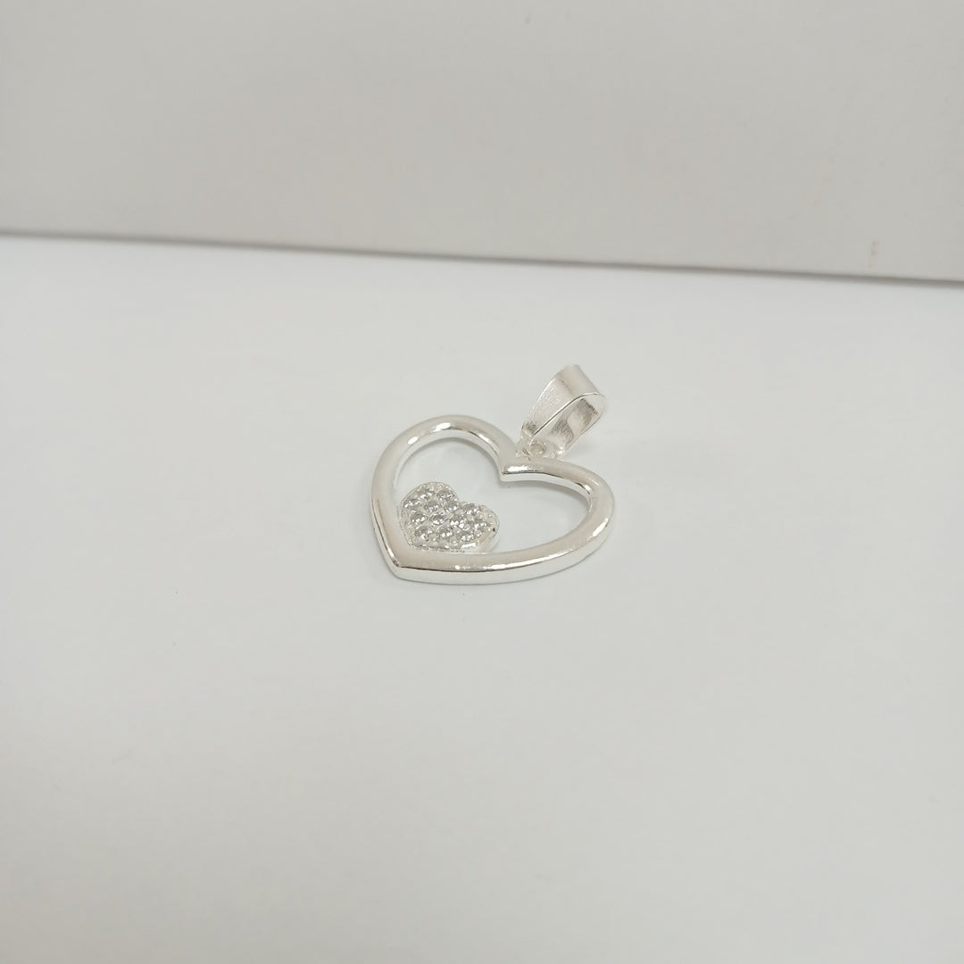 DIJE CORAZON C/CIRCONIAS PLATA .925 2.6 GR (NUEVO)