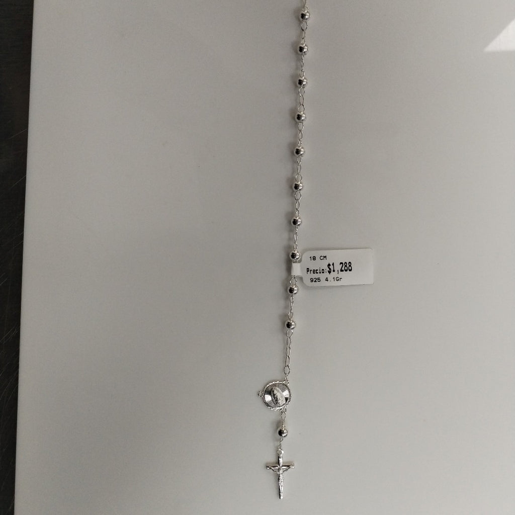 PULSERA TIPO ROSARIO PLATA .925 18 CM 4.12 GR (NUEVO)
