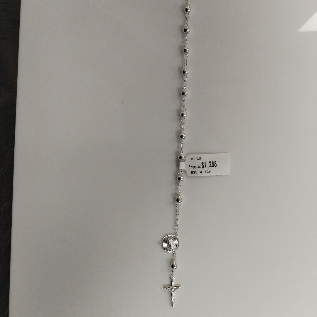 PULSERA TIPO ROSARIO PLATA .925 18 CM 4.12 GR (NUEVO)