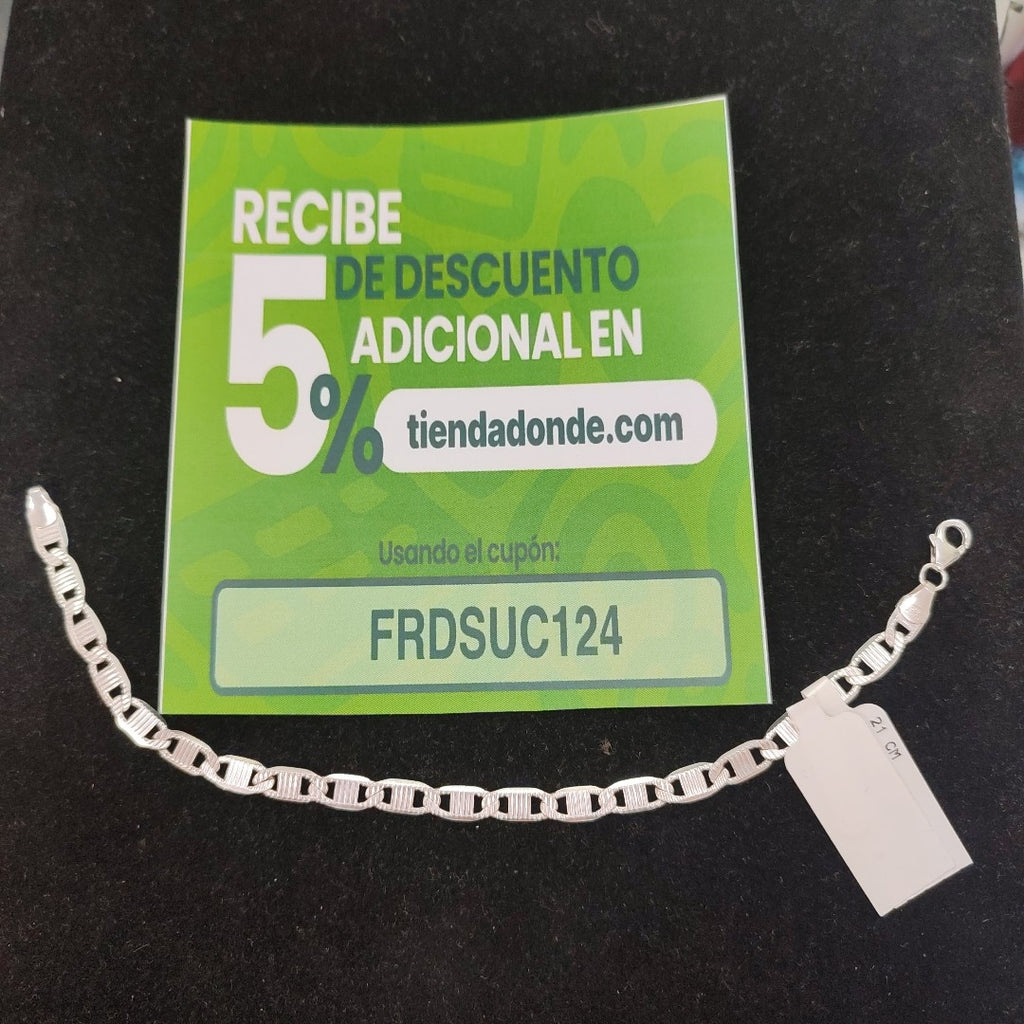 PULSERA TEJIDO ESPEJO PLATA .925 21 CM 8 GR (NUEVO)