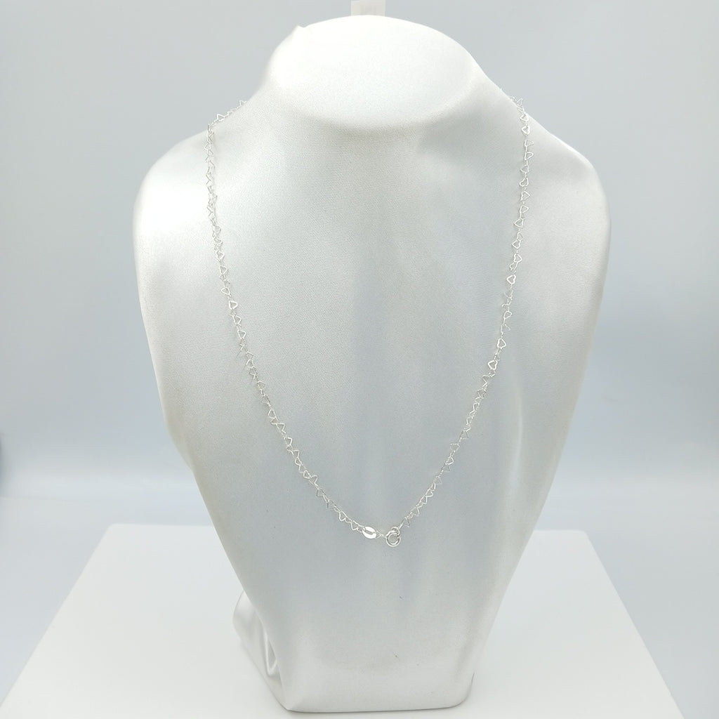 CADENA CORAZONES PLATA .925 55 CM 2.72 GR (NUEVO)