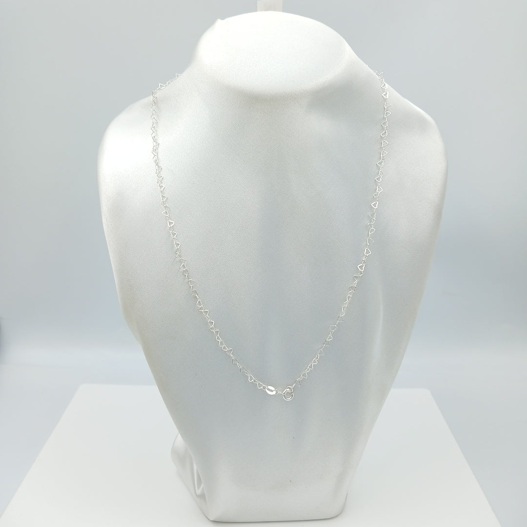 CADENA CORAZONES PLATA .925 55 CM 2.72 GR (NUEVO)