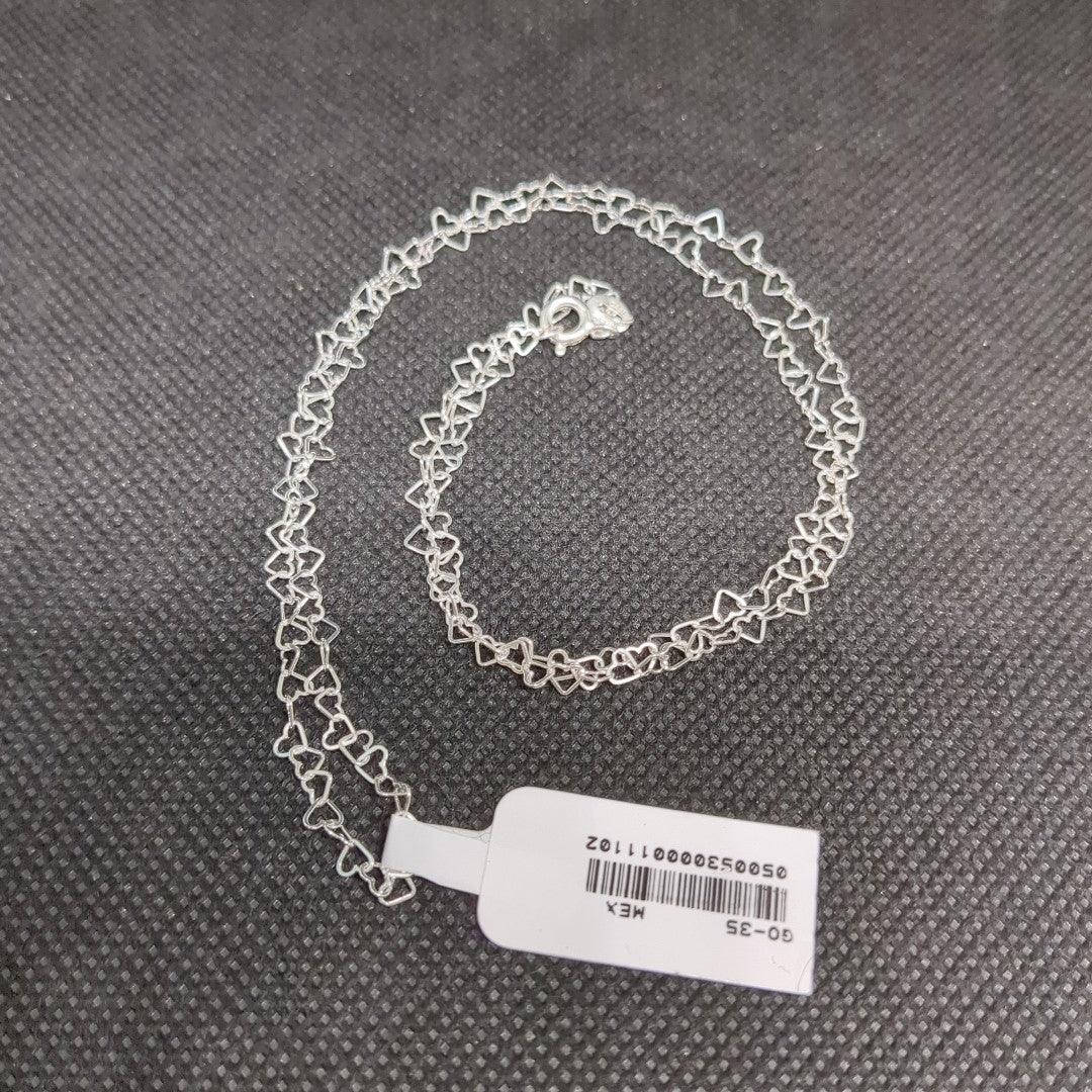 CADENA CORAZONES PLATA .925 55 CM 2.82 GR (NUEVO)