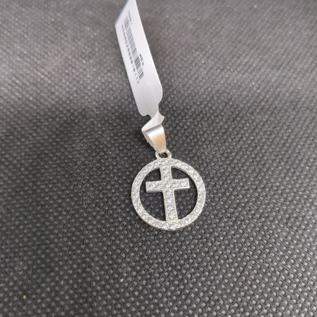 DIJE CRUZ C/CIRCONIAS PLATA .925 2.3 GR (NUEVO)