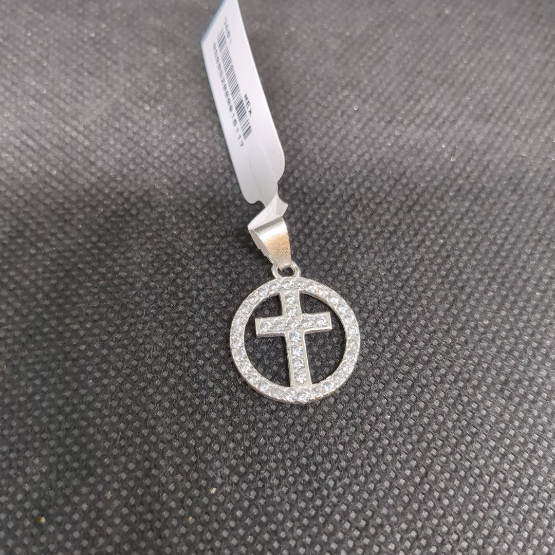 DIJE CRUZ C/CIRCONIAS PLATA .925 2.3 GR (NUEVO)