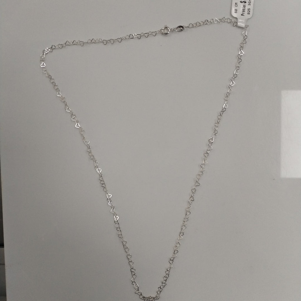 CADENA CORAZONES PLATA .925 60 CM 3.02 GR (NUEVO)