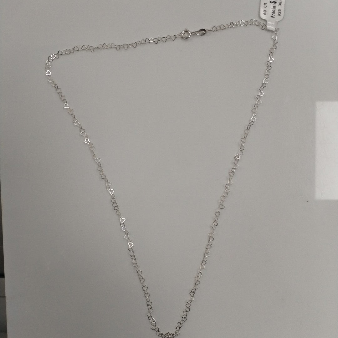 CADENA CORAZONES PLATA .925 60 CM 3.02 GR (NUEVO)