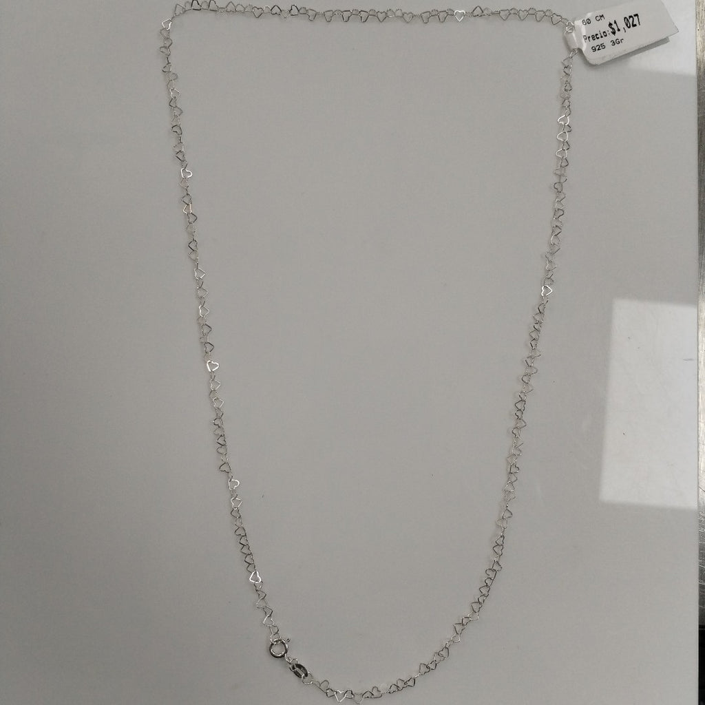CADENA CORAZONES PLATA .925 60 CM 3.02 GR (NUEVO)