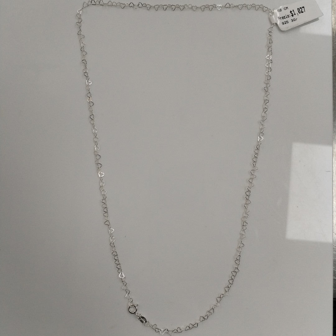 CADENA CORAZONES PLATA .925 60 CM 3.02 GR (NUEVO)