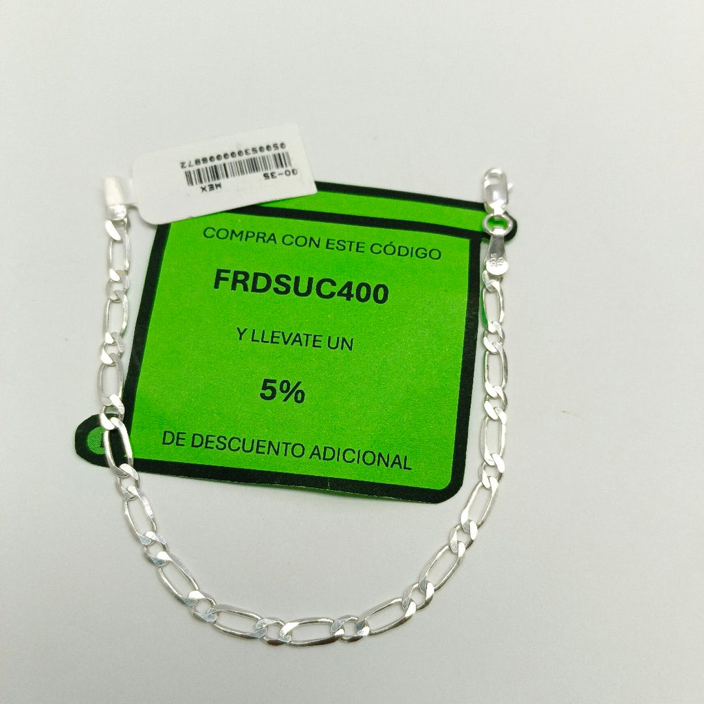 PULSERA TEJIDO 1X1 PLATA .925 18 CM 3.5 GR (NUEVO)