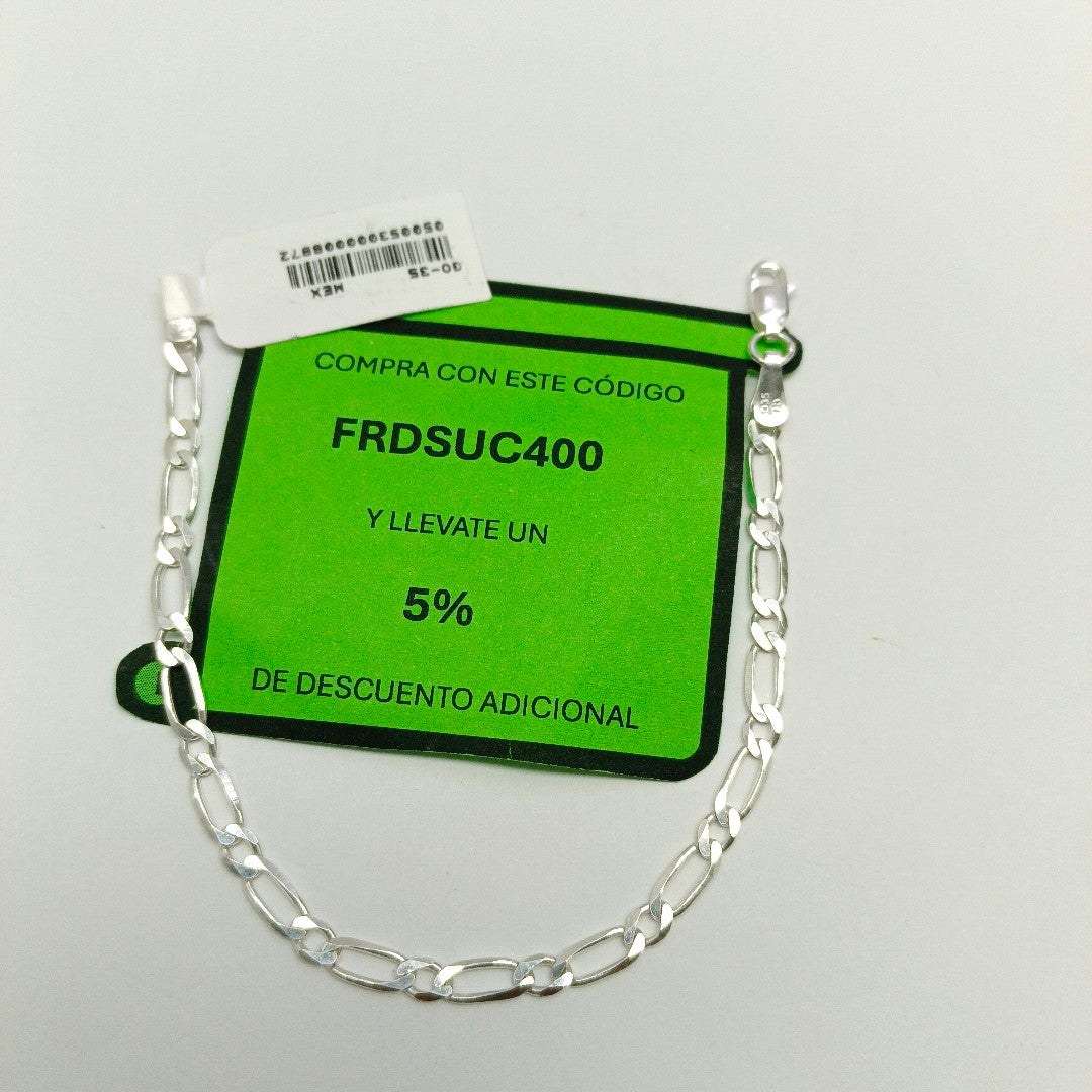 PULSERA TEJIDO 1X1 PLATA .925 18 CM 3.5 GR (NUEVO)