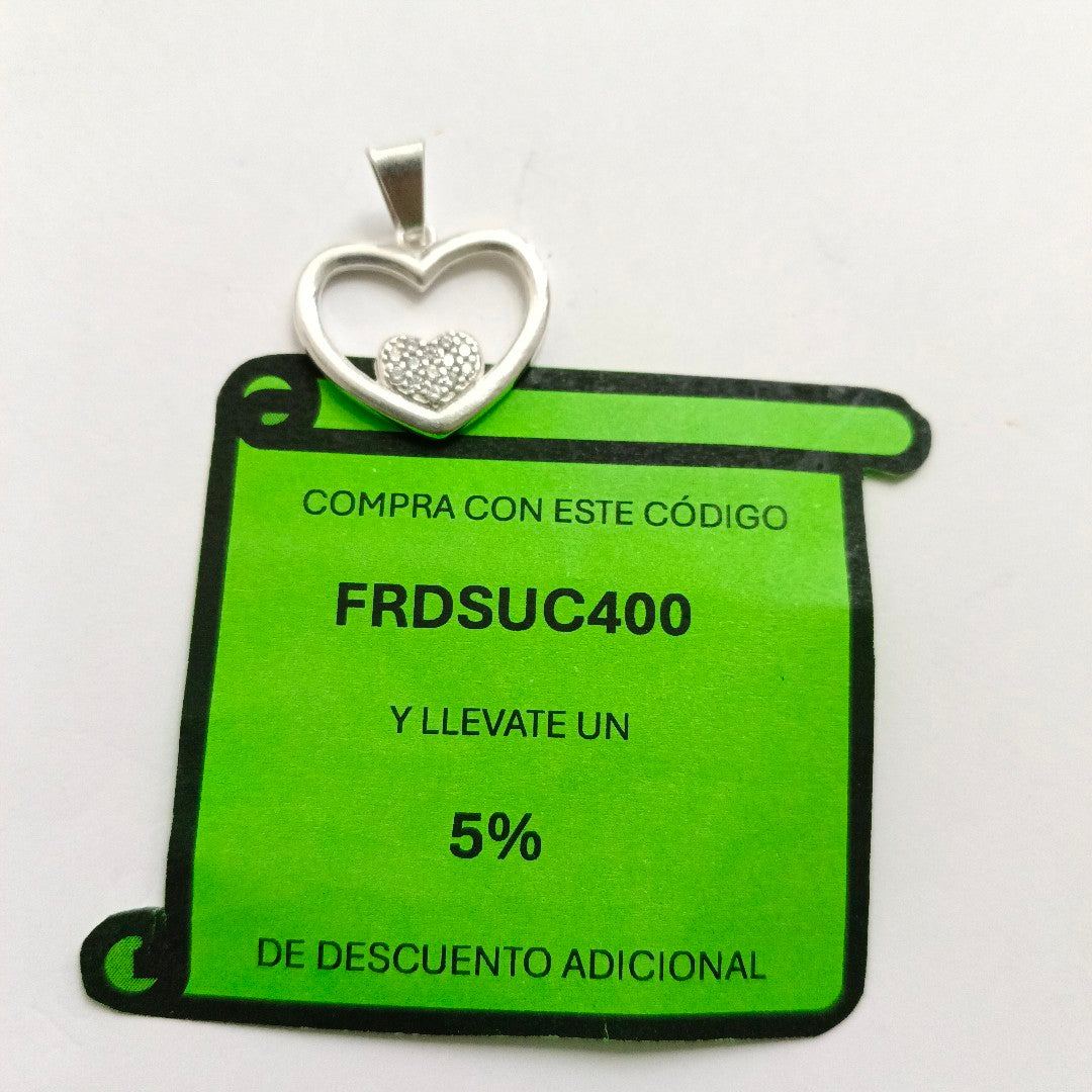 DIJE CORAZON C/CIRCONIAS PLATA .925 2.8 GR (NUEVO)