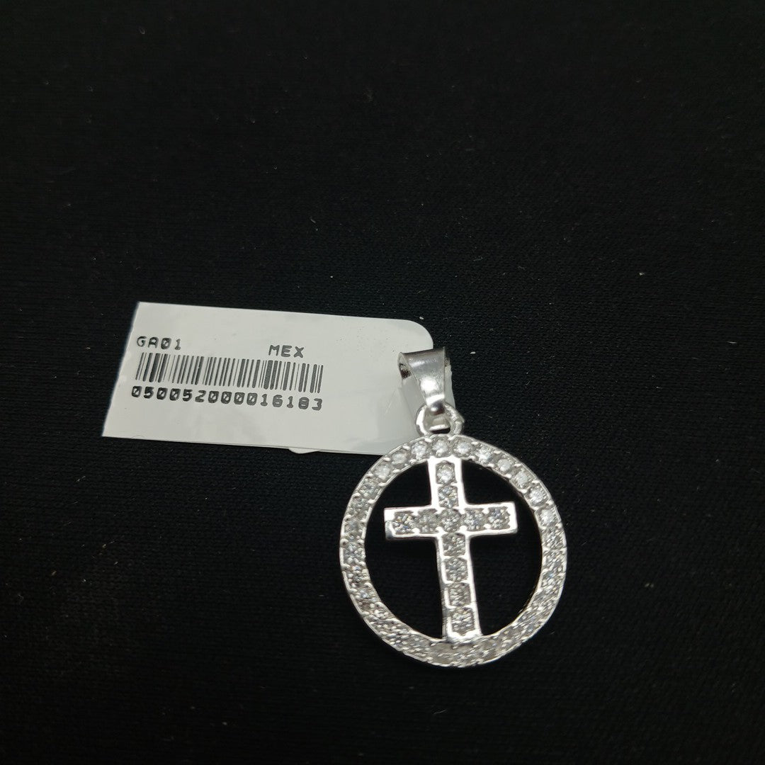 DIJE CRUZ C/CIRCONIAS PLATA .925 2.5 GR (NUEVO)