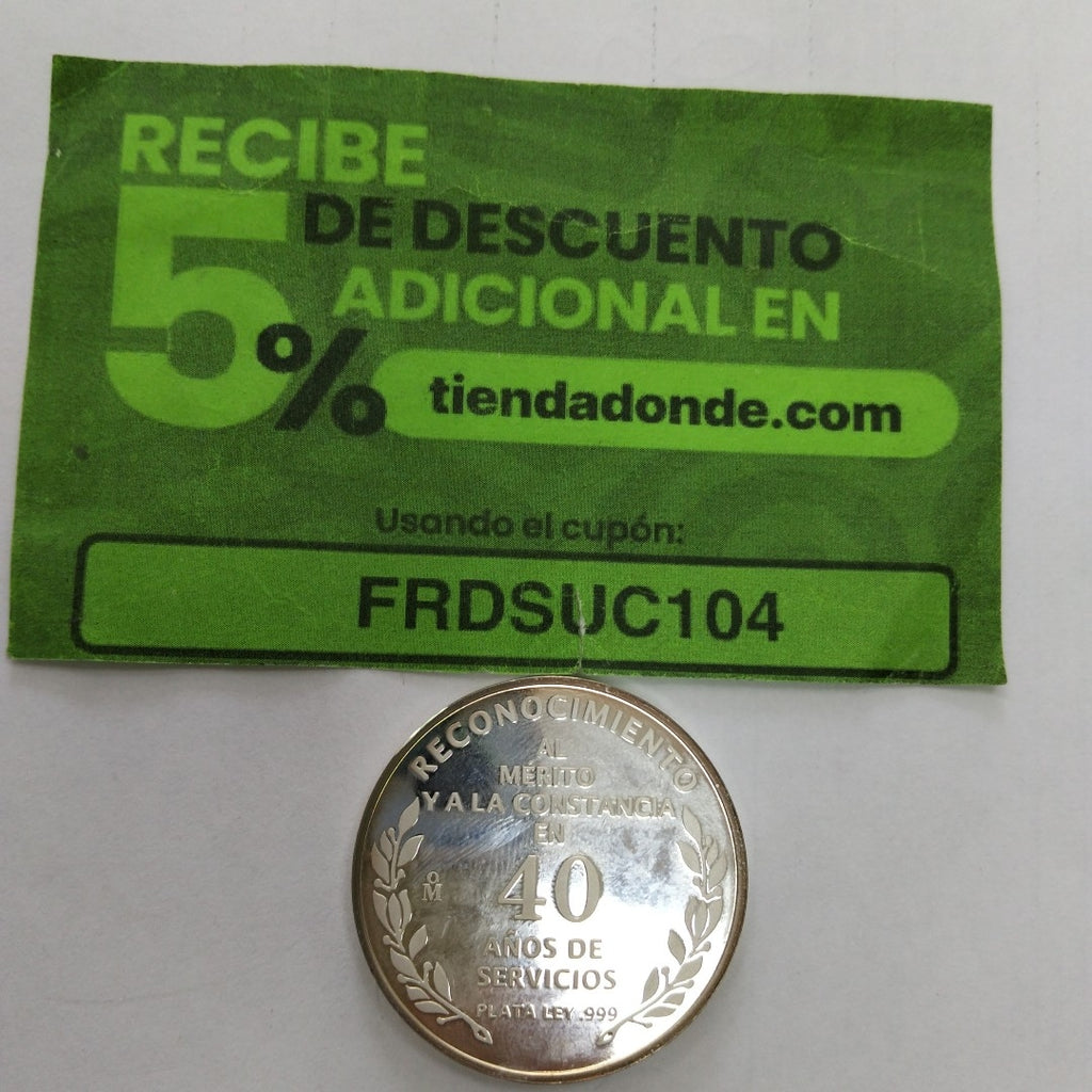 MEDALLA CONMEMORATIVA PLATA 50 GRMS (SEMINUEVO)