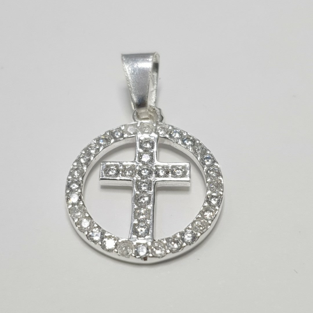 DIJE CRUZ C/CIRCONIAS PLATA .925 2.3 GR (NUEVO)