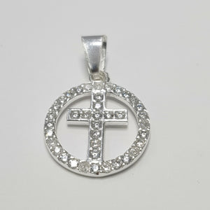 DIJE CRUZ C/CIRCONIAS PLATA .925 2.3 GR (NUEVO)