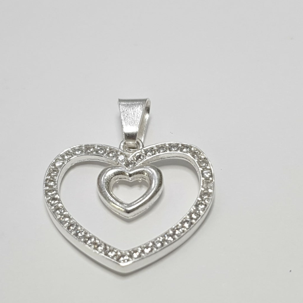 DIJE CORAZON C/CIRCONIAS PLATA .925 2.7 GR (NUEVO)