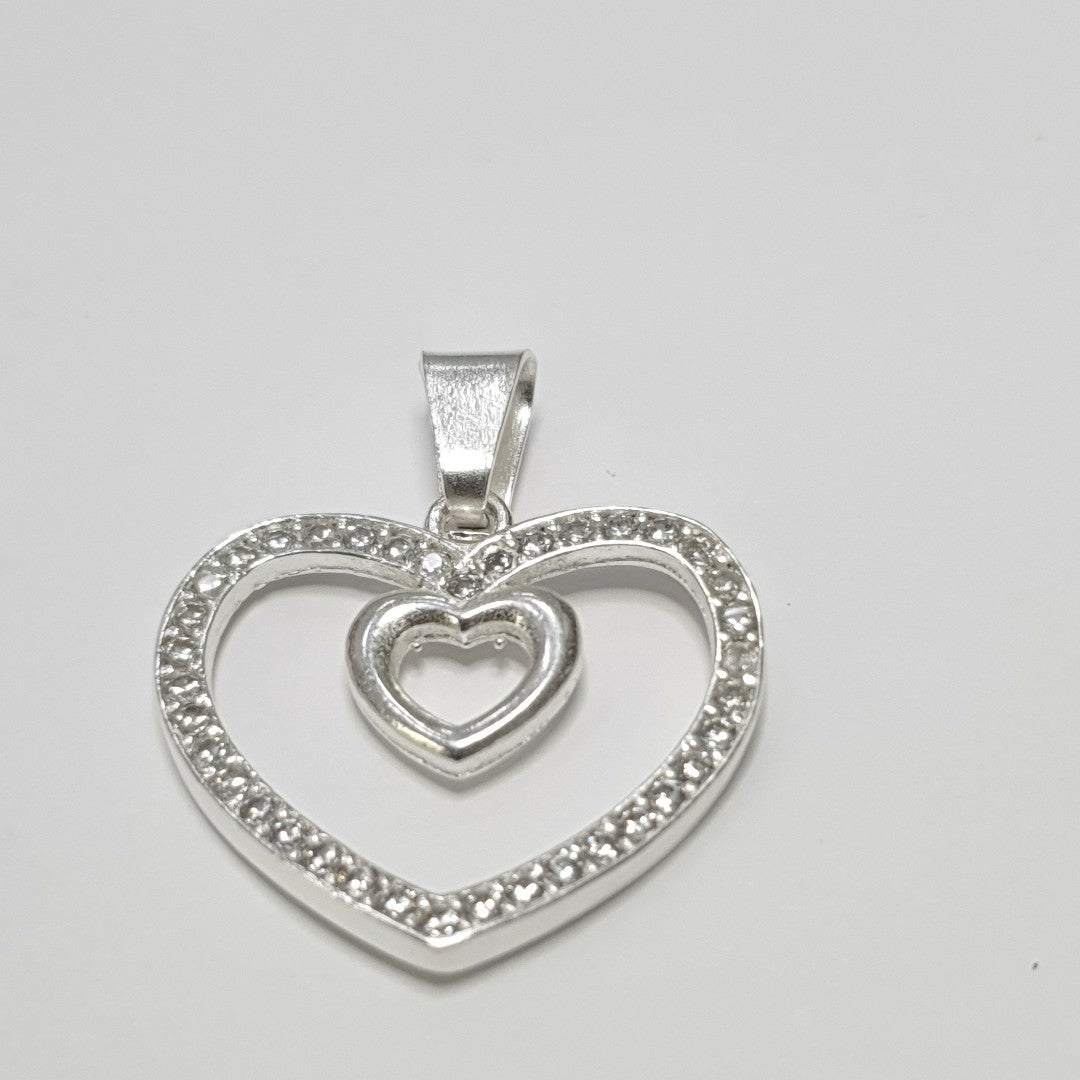 DIJE CORAZON C/CIRCONIAS PLATA .925 2.7 GR (NUEVO)
