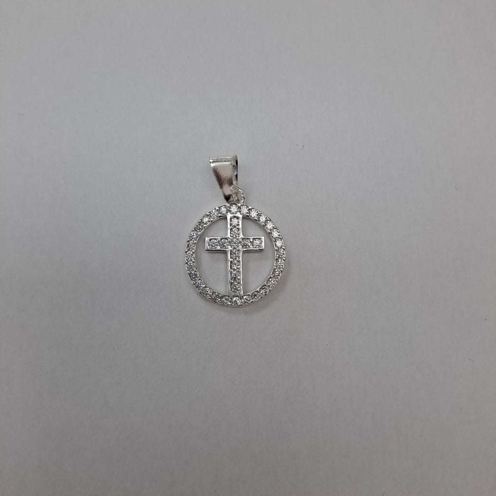 DIJE CRUZ C/CIRCONIAS PLATA .925 2.3 GR (NUEVO)