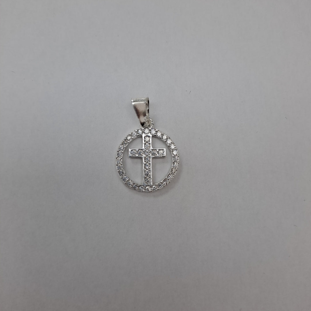 DIJE CRUZ C/CIRCONIAS PLATA .925 2.3 GR (NUEVO)