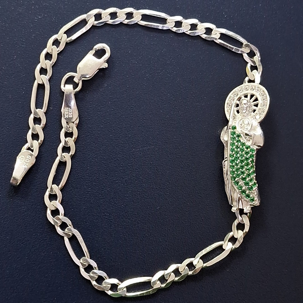 PULSERA TEJIDO SAN JUDAS PLATA .925 21 CM 5.4 GR (NUEVO)