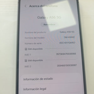 CELULAR SAMSUNG GALAXY A56 SM-A566E (2025) 256 GB 8 GB RAM (SEMINUEVO)