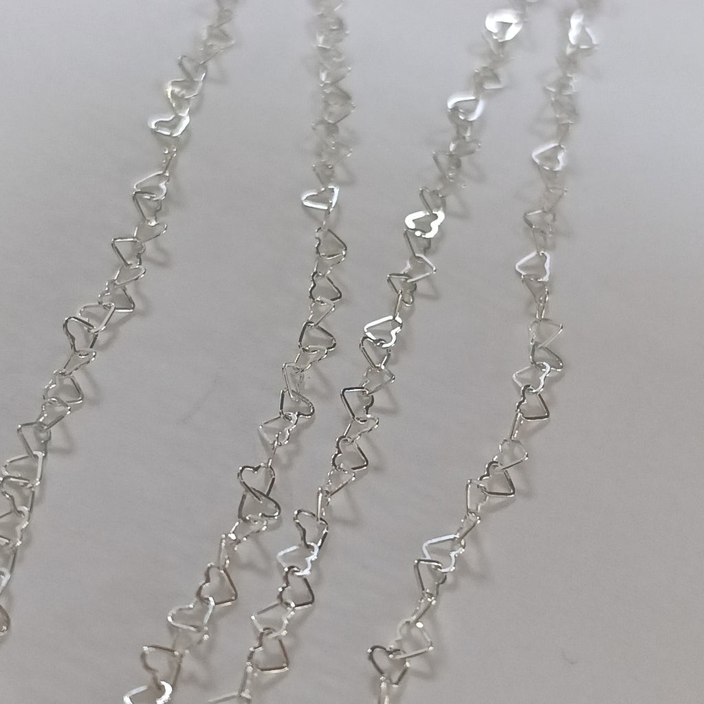 CADENA CORAZONES PLATA .925 55 CM 2.82 GR (NUEVO)