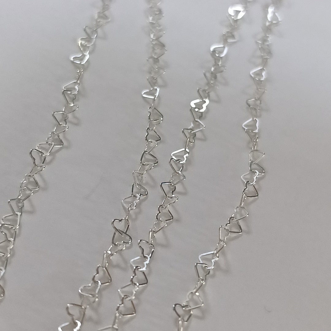 CADENA CORAZONES PLATA .925 55 CM 2.82 GR (NUEVO)