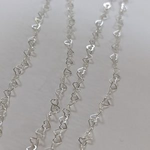 CADENA CORAZONES PLATA .925 55 CM 2.82 GR (NUEVO)