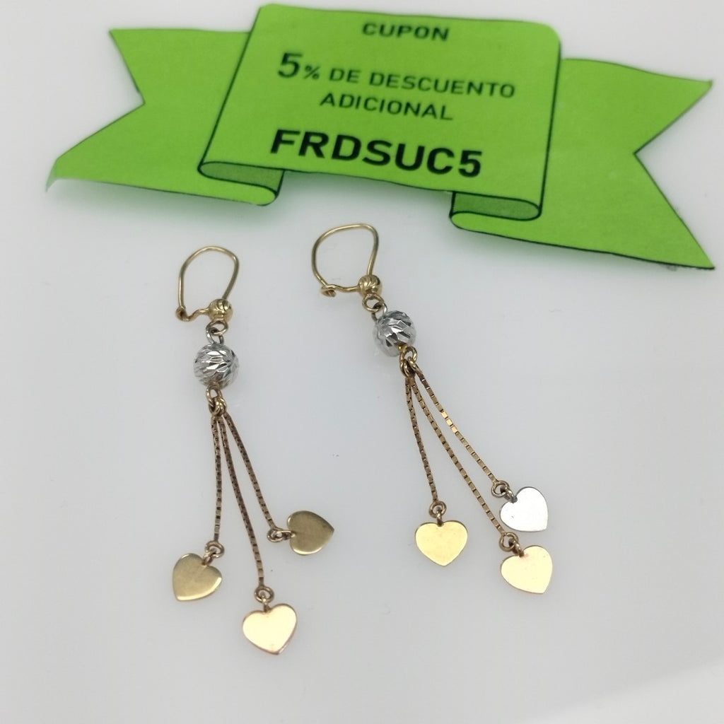 ARETES PAR ORO COMBINADO 14 K 2 GRMS (SEMINUEVO)