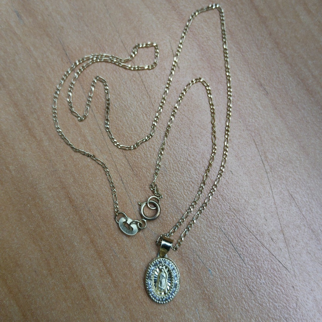 CADENA, MEDALLA RELIGIOSA ORO 10 K 1.6 GRMS (SEMINUEVO)