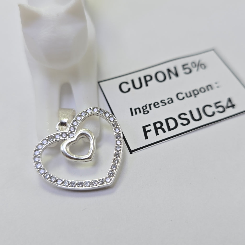 DIJE CORAZON C/CIRCONIAS PLATA .925 2.5 GR (NUEVO)