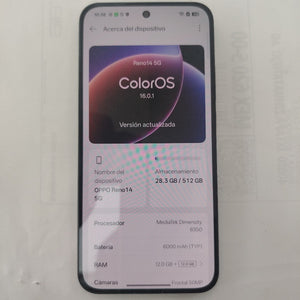 CELULAR OPPO RENO14 5G CPH2737 (2025) 512 GB 12 GB RAM (SEMINUEVO)