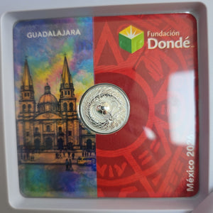 MEDALLA CONMEMORATIVA FRD FÚTBOL MOTIVO QUETZALCÓATL PLATA .925 11.9 GR (NUEVO)
