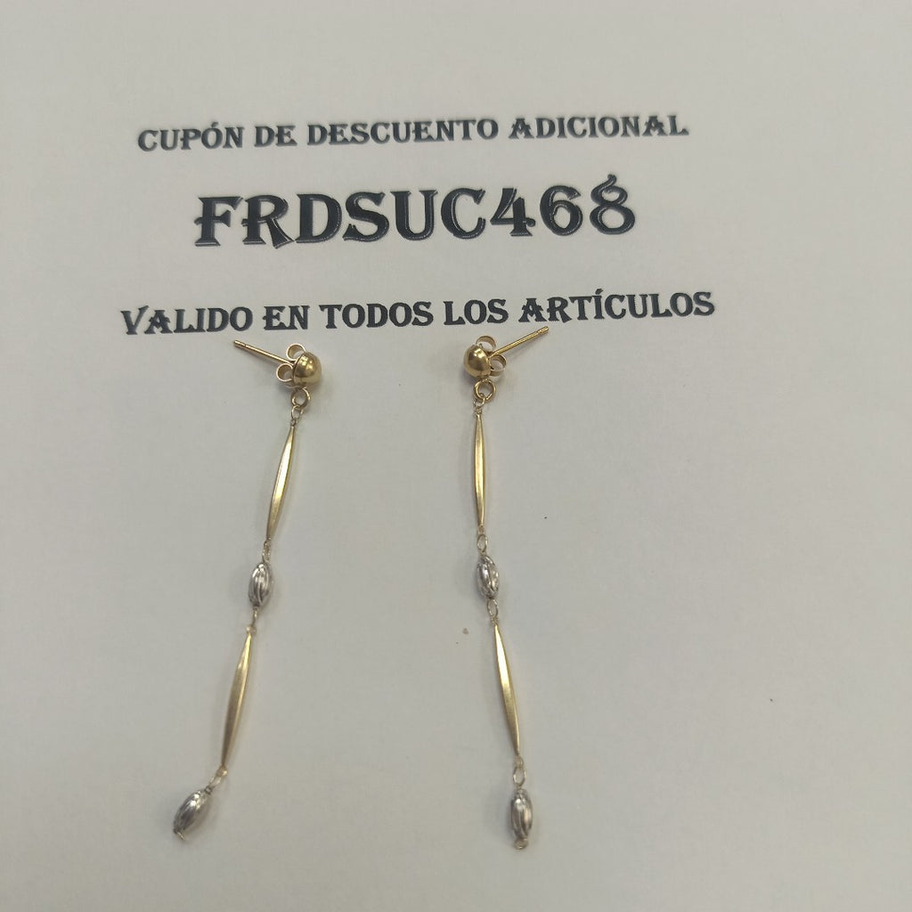 ARETES PAR ORO COMBINADO 14 K 2,20 GRMS (SEMINUEVO)