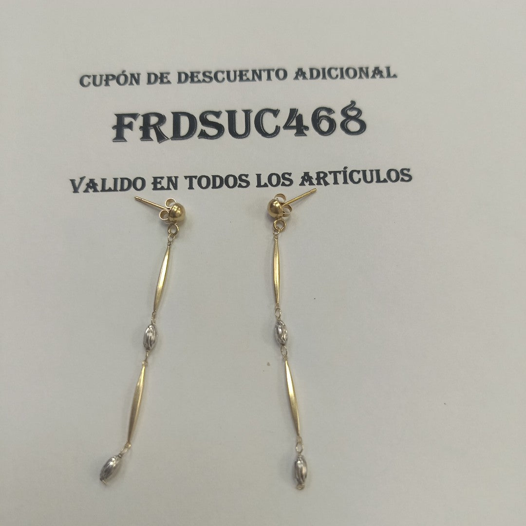 ARETES PAR ORO COMBINADO 14 K 2,20 GRMS (SEMINUEVO)